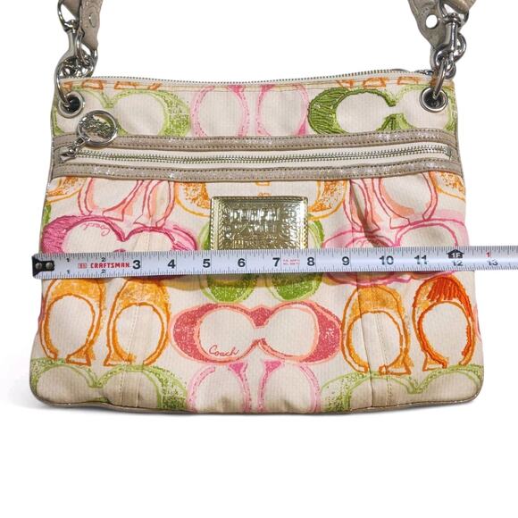 Vintage Coach Poppy Dream C Crossbody Purse Bag Signature Pink Green Y2K - Picture 3 of 7